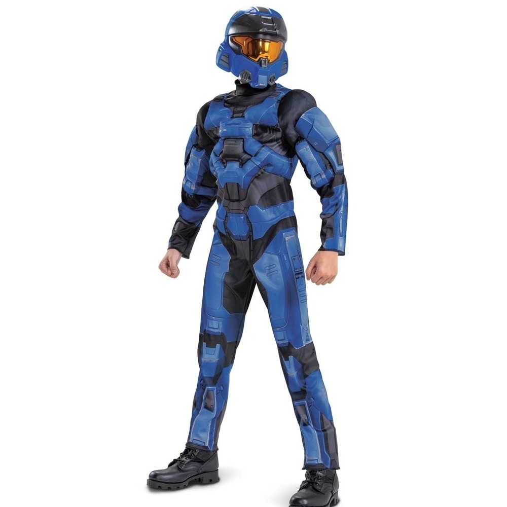 Blue Spartan Halo Infinite Child 4-6, Small Fancy Dress Up Halloween Costume